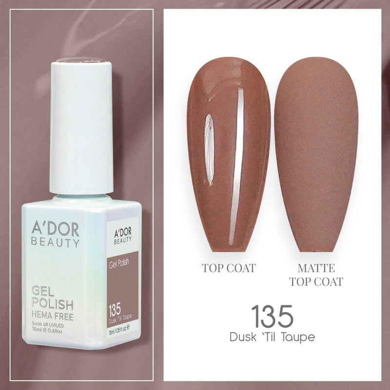 A'DOR HEMA - Free Gel Polish - 135 - Dusk 'Til Taupe - 0.6 oz - DTK Nail Supply