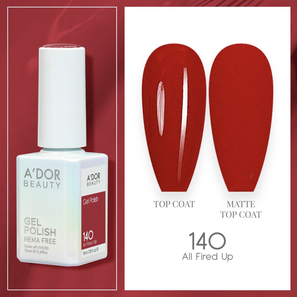 A'DOR HEMA-Free Gel Polish 140 All Fired Up — Vegan 0.6 oz - DTK Nail Supply
