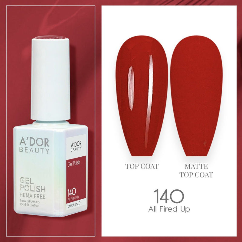A'DOR HEMA-Free Gel Polish 140 All Fired Up — Vegan 0.6 oz - DTK Nail Supply