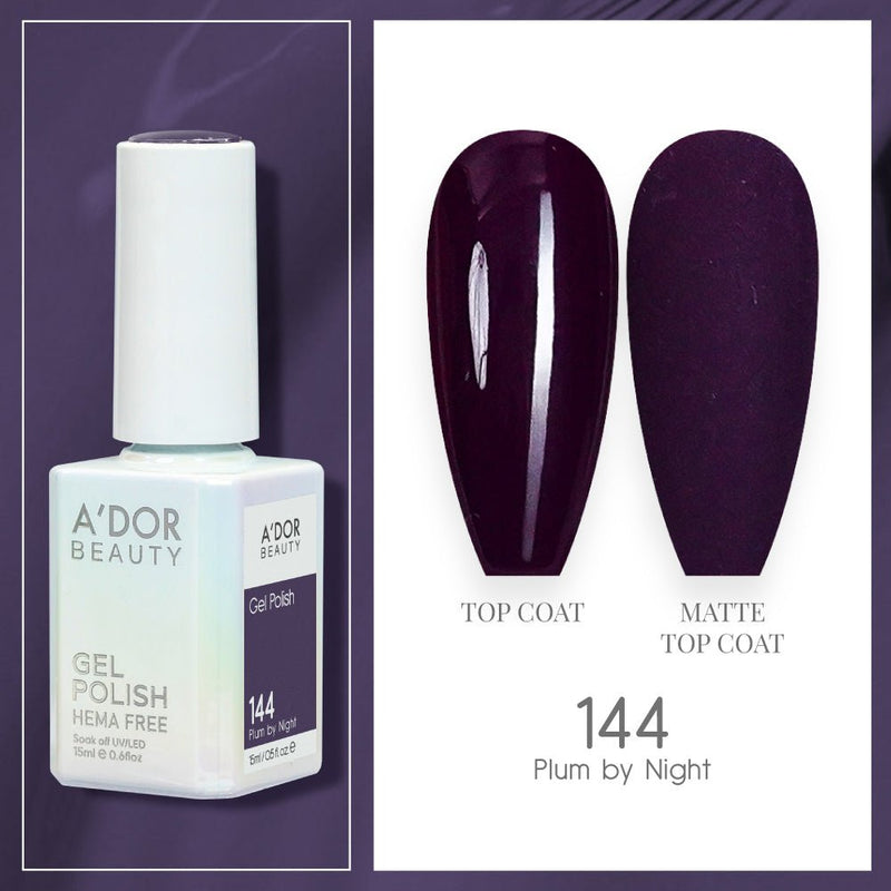 A'DOR HEMA - Free Gel Polish - 144 - Plum By Night - 0.6 oz - DTK Nail Supply
