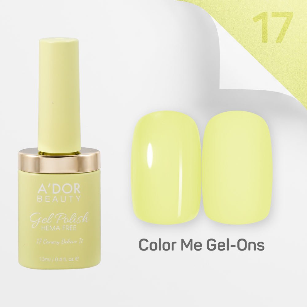A'DOR HEMA - Free Gel Polish - 17 - Canary Believe It - 0.4 oz - Color Me Gel - Ons Collection - DTK Nail Supply