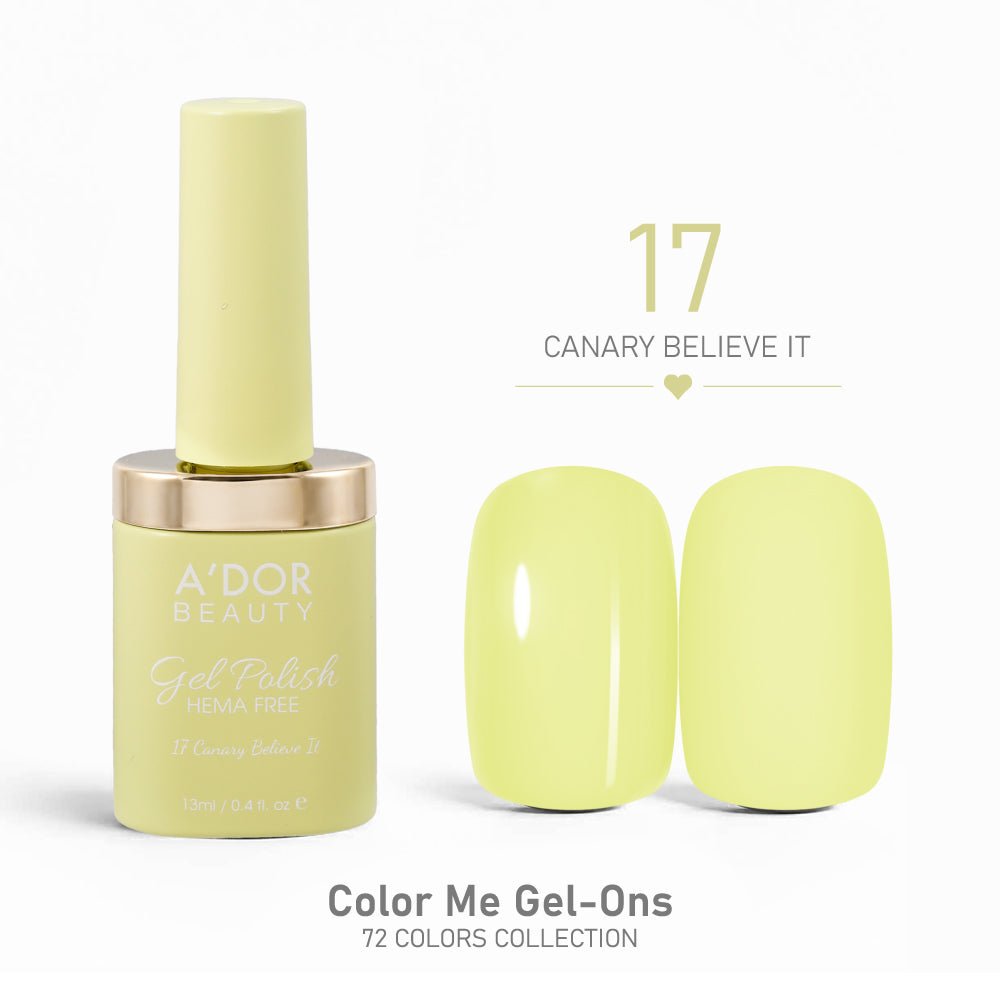 A'DOR HEMA - Free Gel Polish - 17 - Canary Believe It - 0.4 oz - Color Me Gel - Ons Collection - DTK Nail Supply