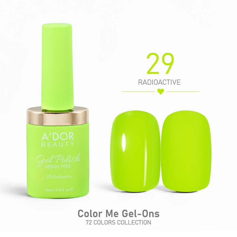 A'DOR HEMA - Free Gel Polish - 29 - Radioactive - 0.4 oz - Color Me Gel - Ons Collection - DTK Nail Supply