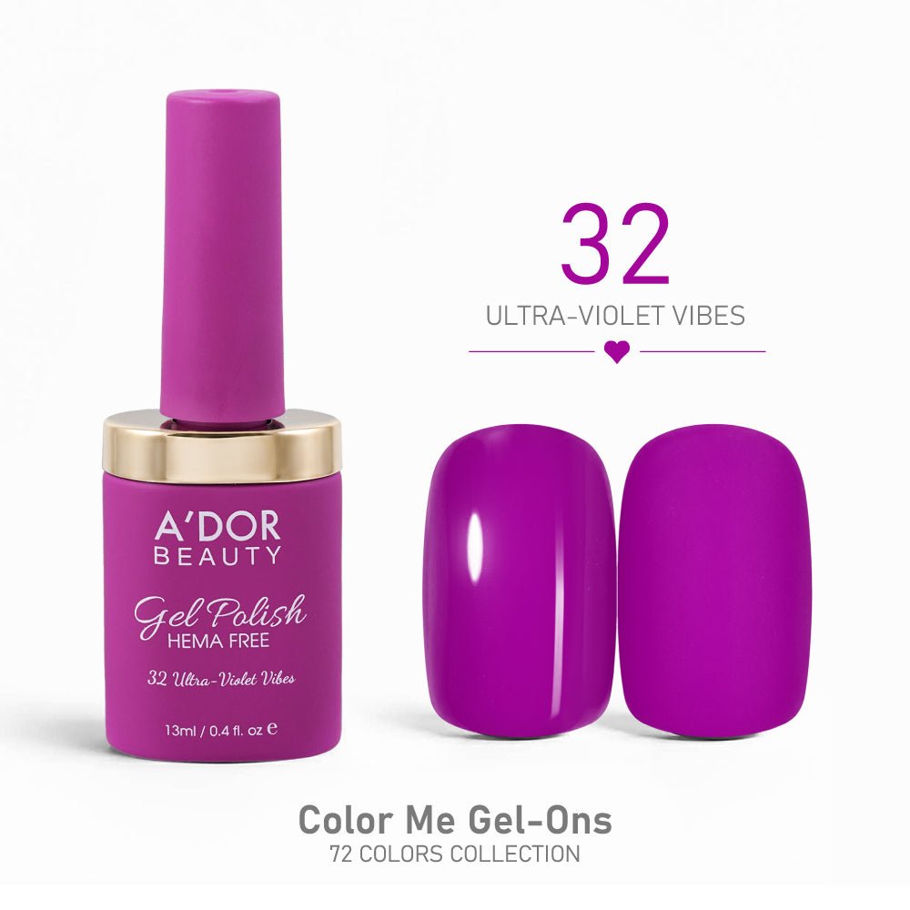 A'DOR HEMA - Free Gel Polish - 32 - Ultra - Violet Vibes - 0.4 oz - Color Me Gel - Ons Collection - DTK Nail Supply