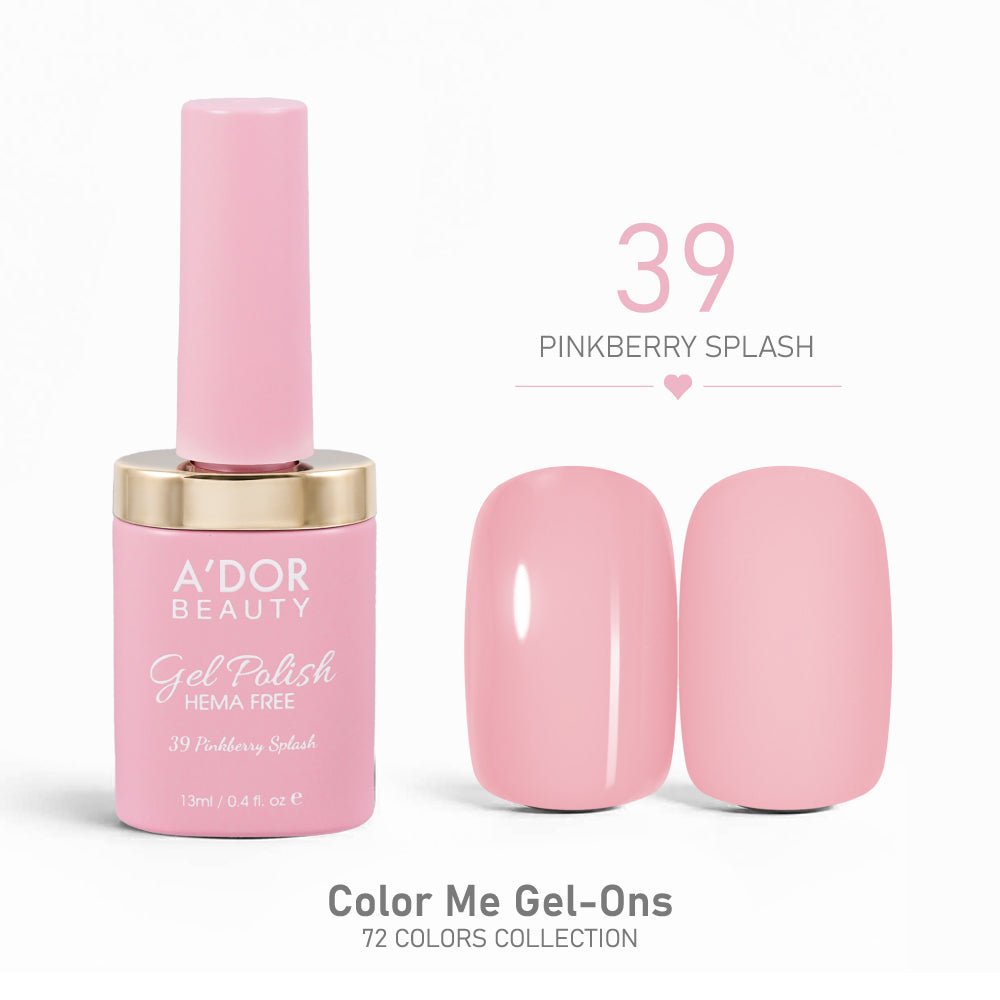 A'DOR HEMA - Free Gel Polish - 39 - Pinkberry Splash - 0.4 oz - Color Me Gel - Ons Collection - DTK Nail Supply