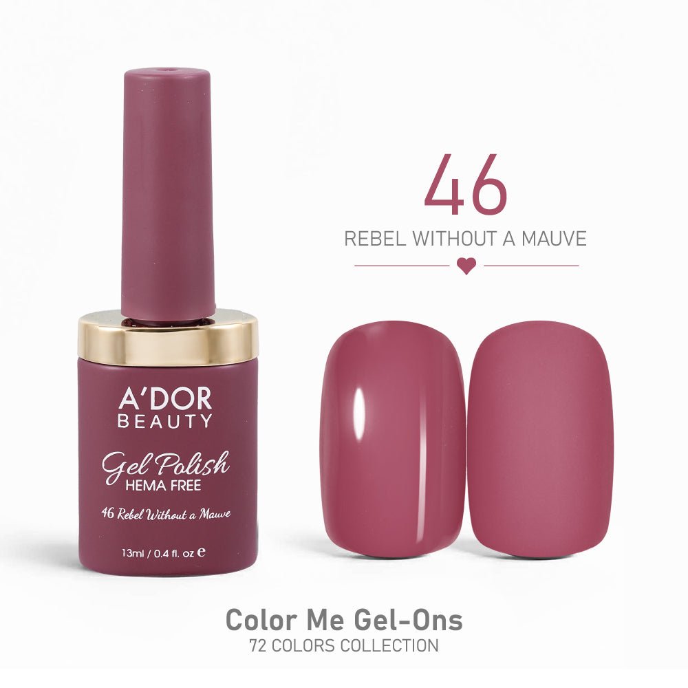 A'DOR HEMA - Free Gel Polish - 46 - Rebel Without a Mauve - 0.4 oz - Color Me Gel - Ons Collection - DTK Nail Supply