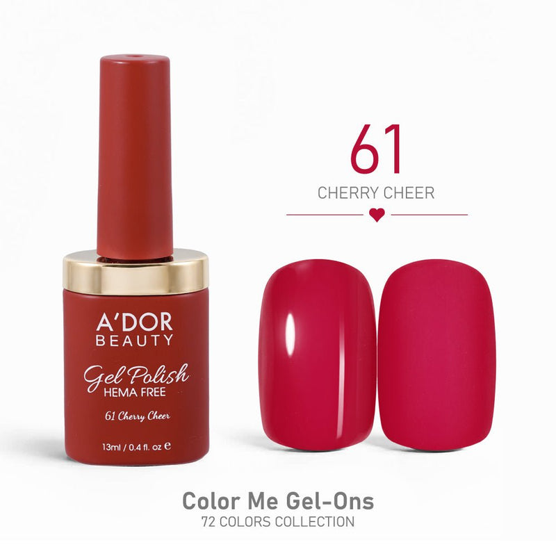 A'DOR HEMA - Free Gel Polish - 61 - Cherry Cheer - 0.4 oz - Color Me Gel - Ons Collection - DTK Nail Supply