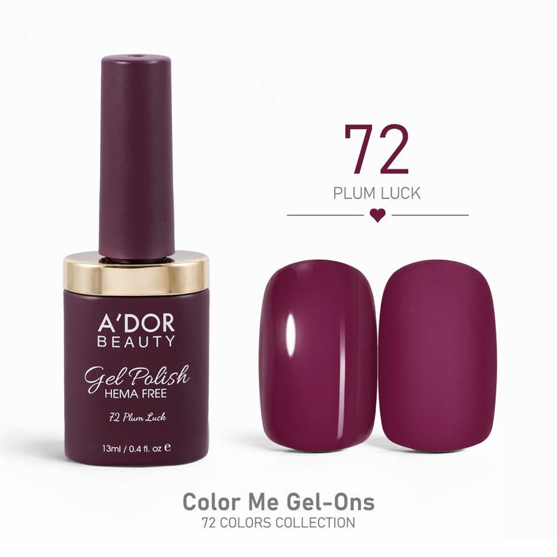 A'DOR HEMA - Free Gel Polish - 72 - Plum Luck - 0.4 oz - Color Me Gel - Ons Collection - DTK Nail Supply