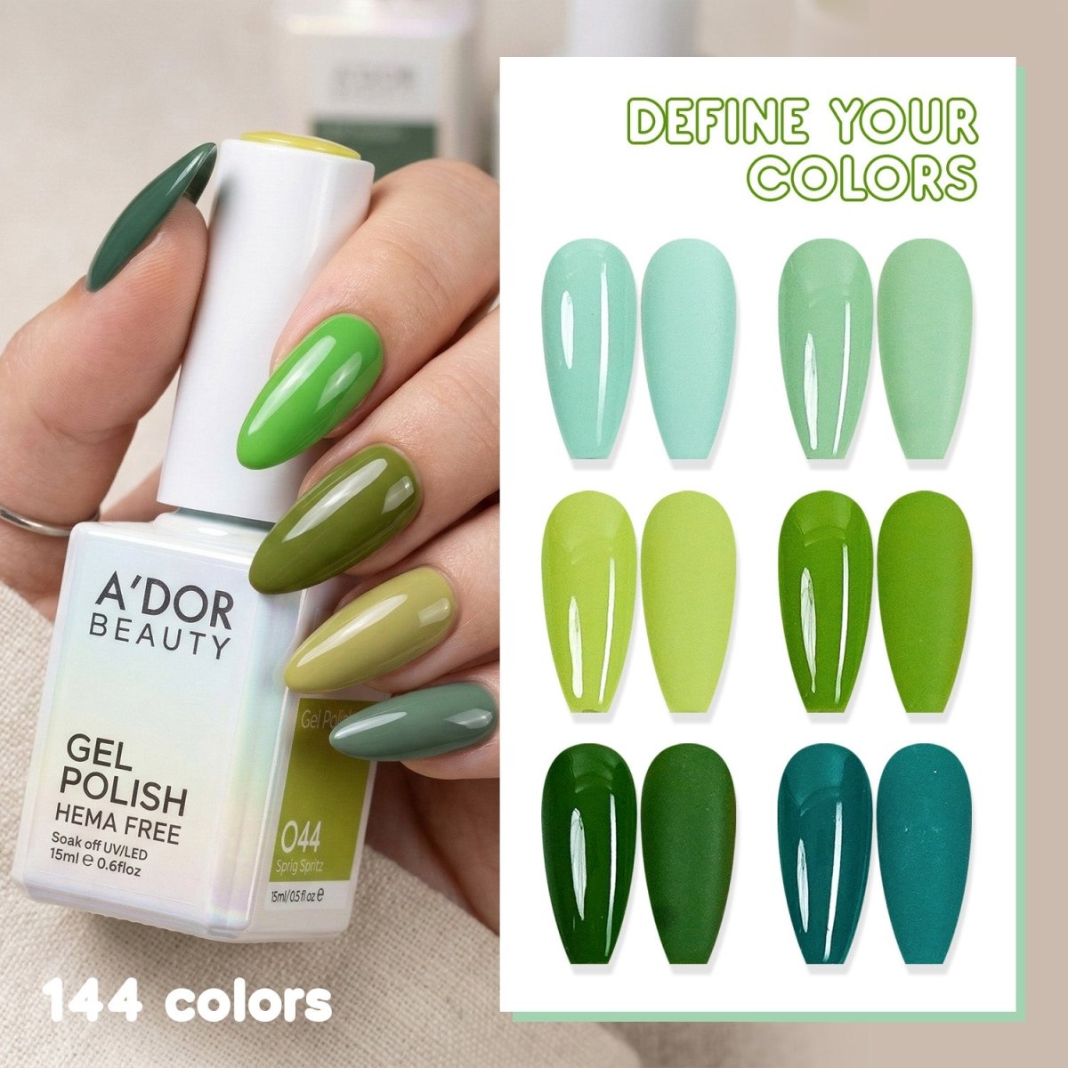 A'DOR HEMA - Free - Set 144 Colors Gel Polish Collection - DTK Nail Supply