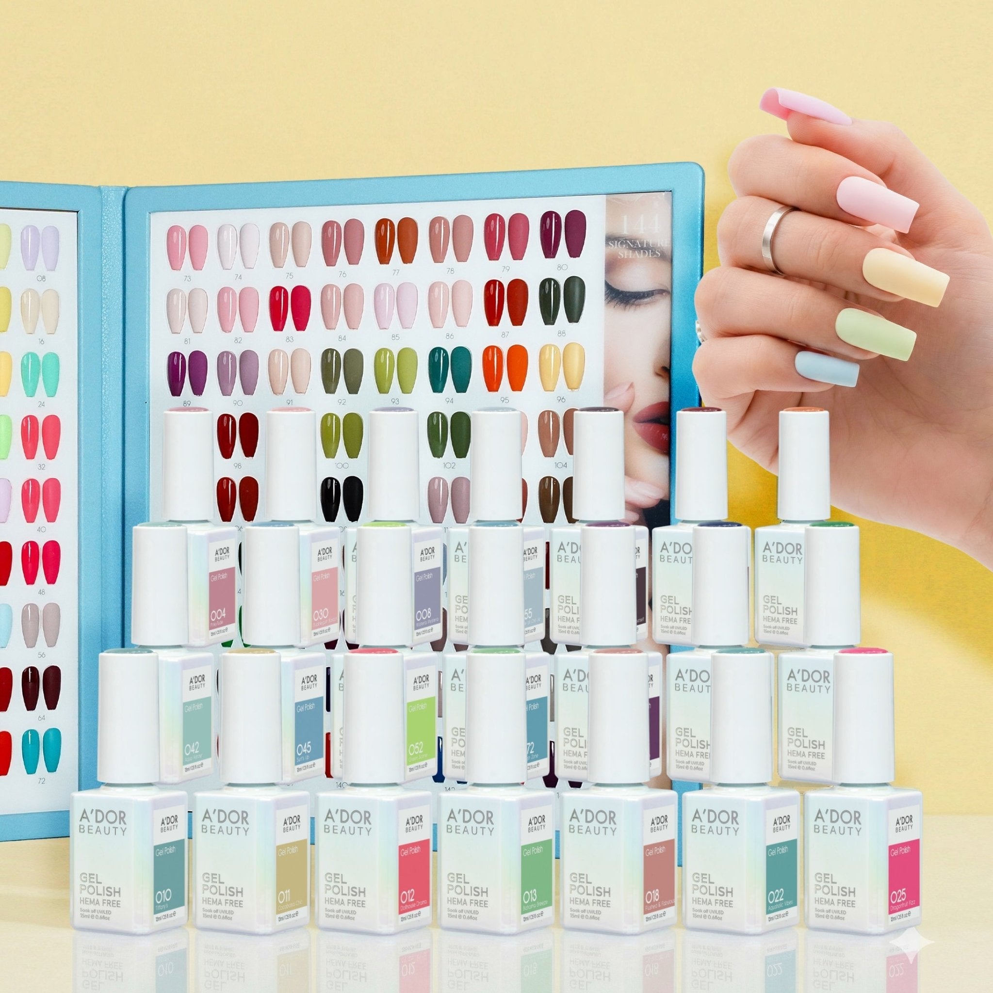 A'DOR HEMA - Free - Set 144 Colors Gel Polish Collection - DTK Nail Supply