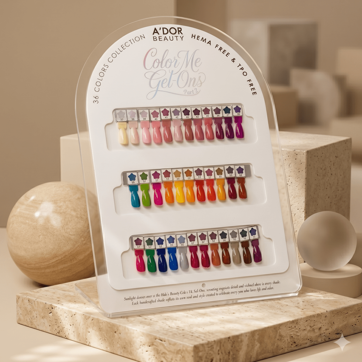 A'DOR - HEMA - Free Set 36 Colors Gel Polish - Color Me Gel - Ons Collection Part 2 - DTK Nail Supply