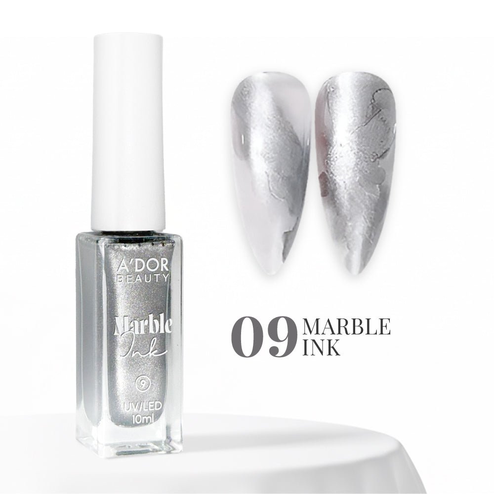 A'DOR Marble Ink - 09 - Silver - DTK Nail Supply