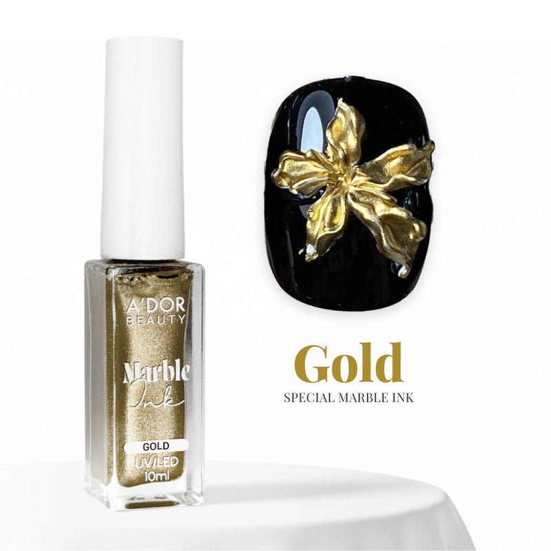 A'DOR Metallic Marble Ink 10ml - Gold - DTK Nail Supply