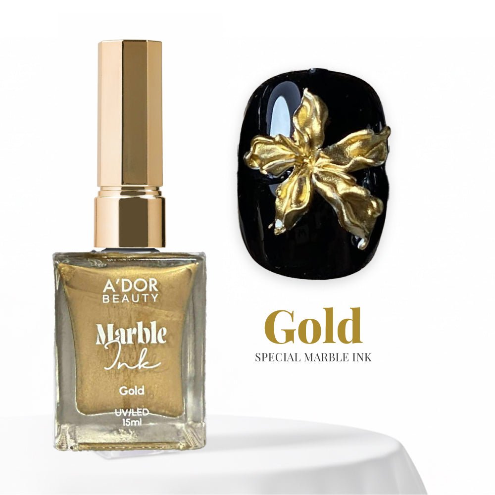 A'DOR Metallic Marble Ink 15ml - Gold - DTK Nail Supply