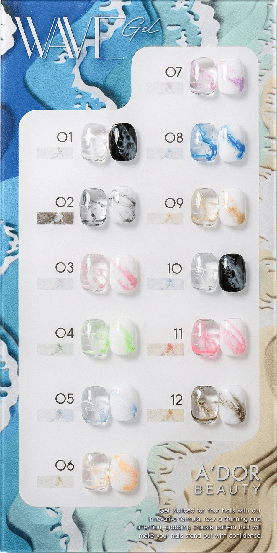 ADOR Wave Gel Set 12 Color - 0.5 oz - DTK Nail Supply