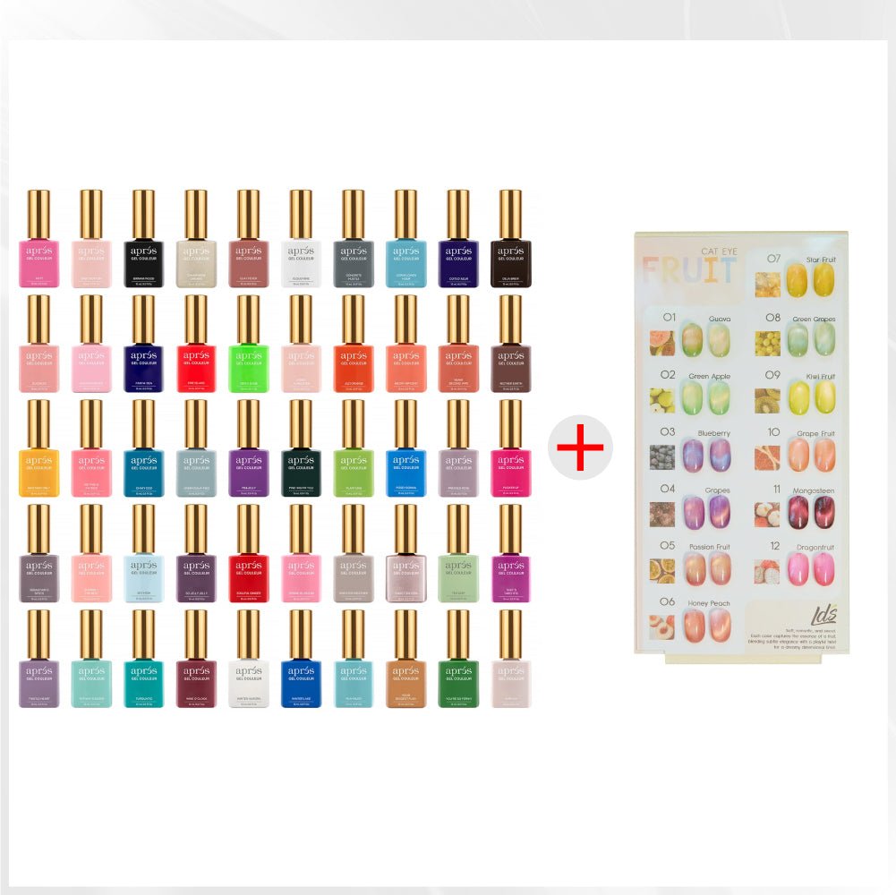 Apres Gel Polish - Set of 50 Gel Colors 4 - FREE 1 Full LDS Fruit Cat Eye Collection (12 Colors) - DTK Nail Supply