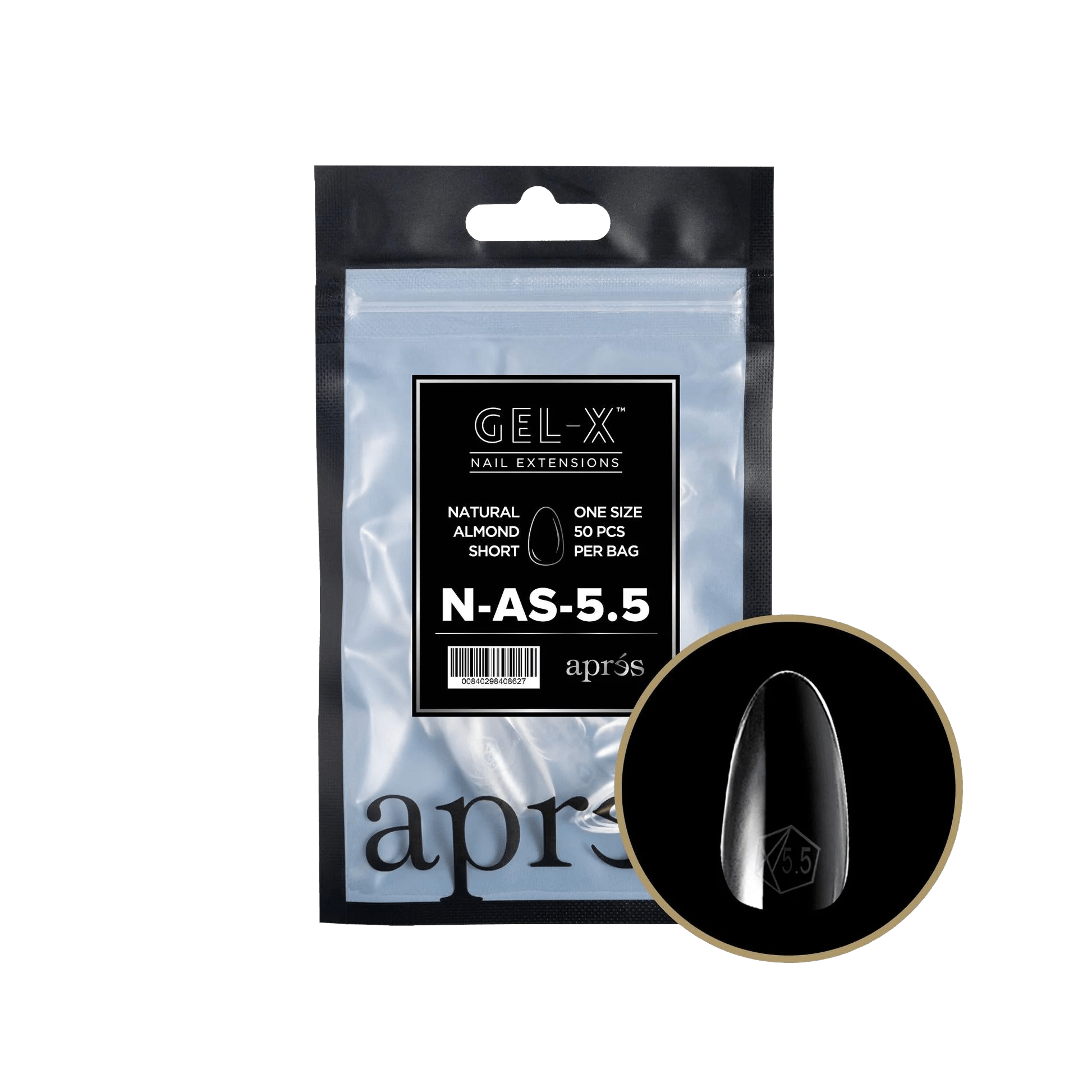 APRES - Gel - X Natural Almond Short 5.5 Refill Bag - DTK Nail Supply