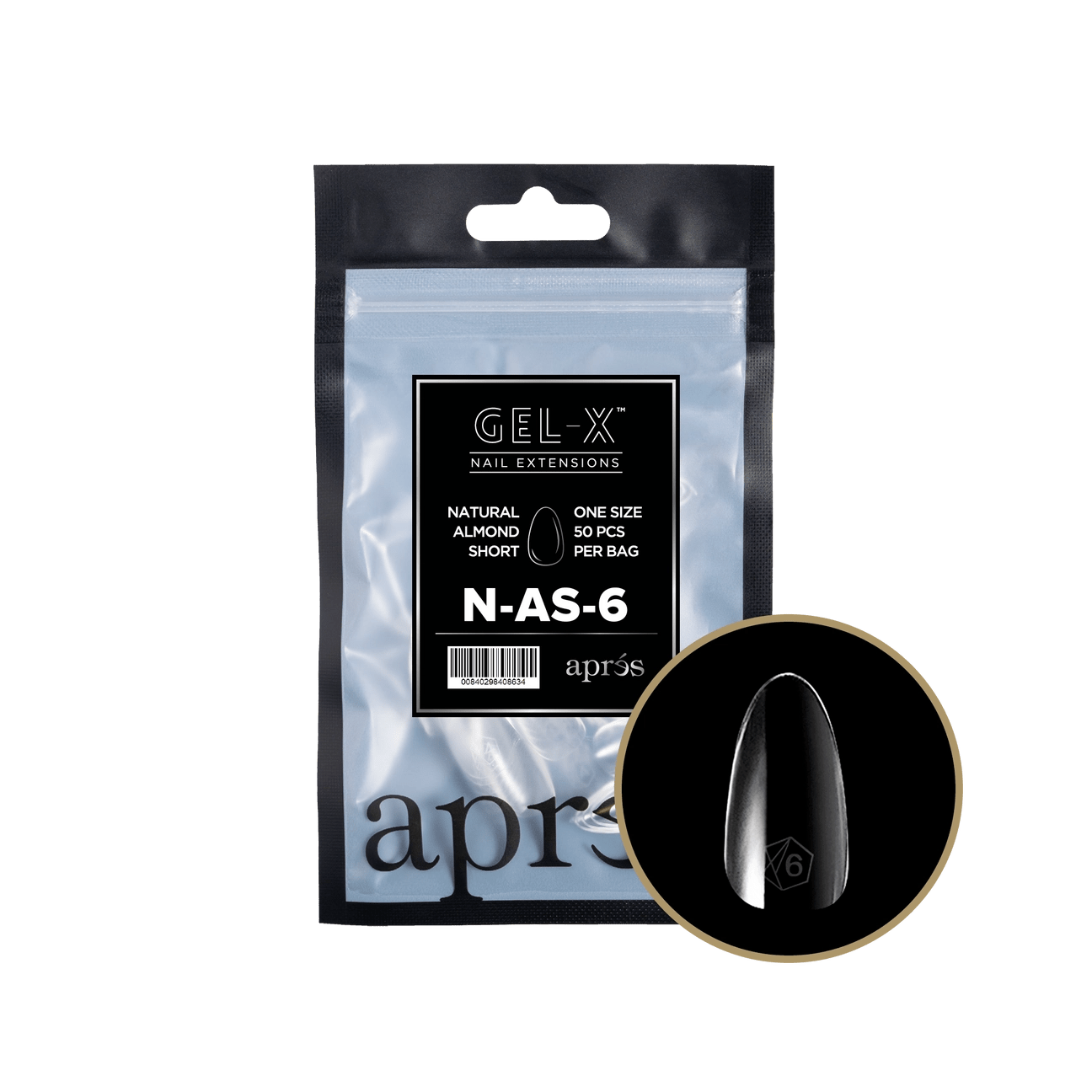 APRES - Gel - X Natural Almond Short 6 Refill Bag - DTK Nail Supply