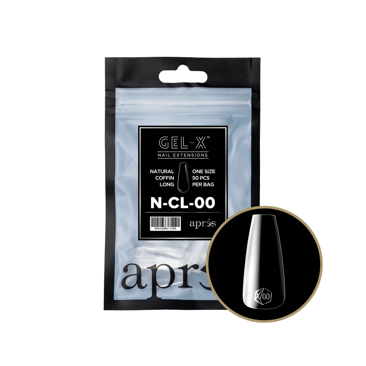 APRES - Gel - X Natural Coffin Long 00 Refill Bag - DTK Nail Supply