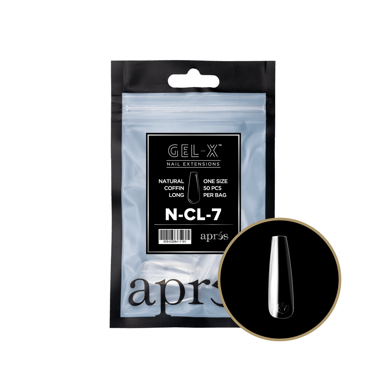 APRES - Gel - X Natural Coffin Long 7 Refill Bag - DTK Nail Supply