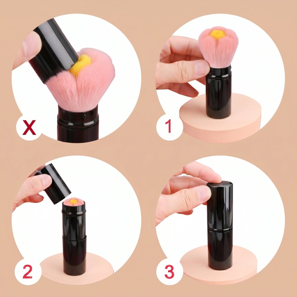 Blossom Dust Brush - Pink - DTK Nail Supply
