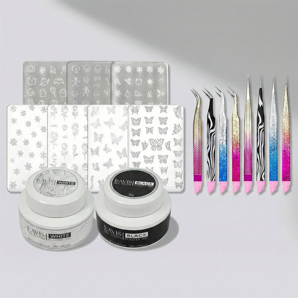 BUNDLE & SAVE: 7 Silicone Nail Mold JT + 2 Plaster Gel + FREE 1 Tweezer - DTK Nail Supply