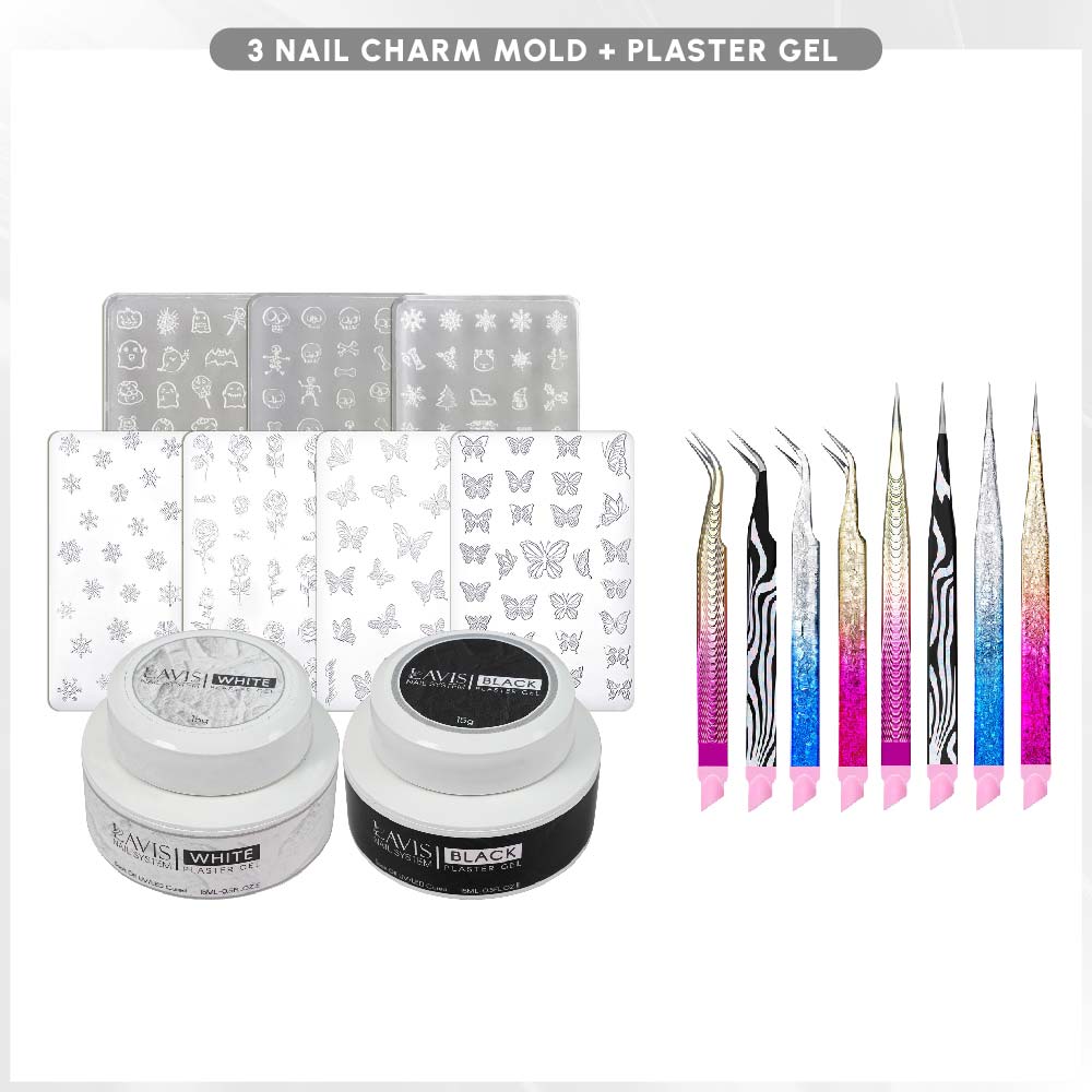 BUNDLE & SAVE: 7 Silicone Nail Mold JT + 2 Plaster Gel + FREE 1 Tweezer - DTK Nail Supply