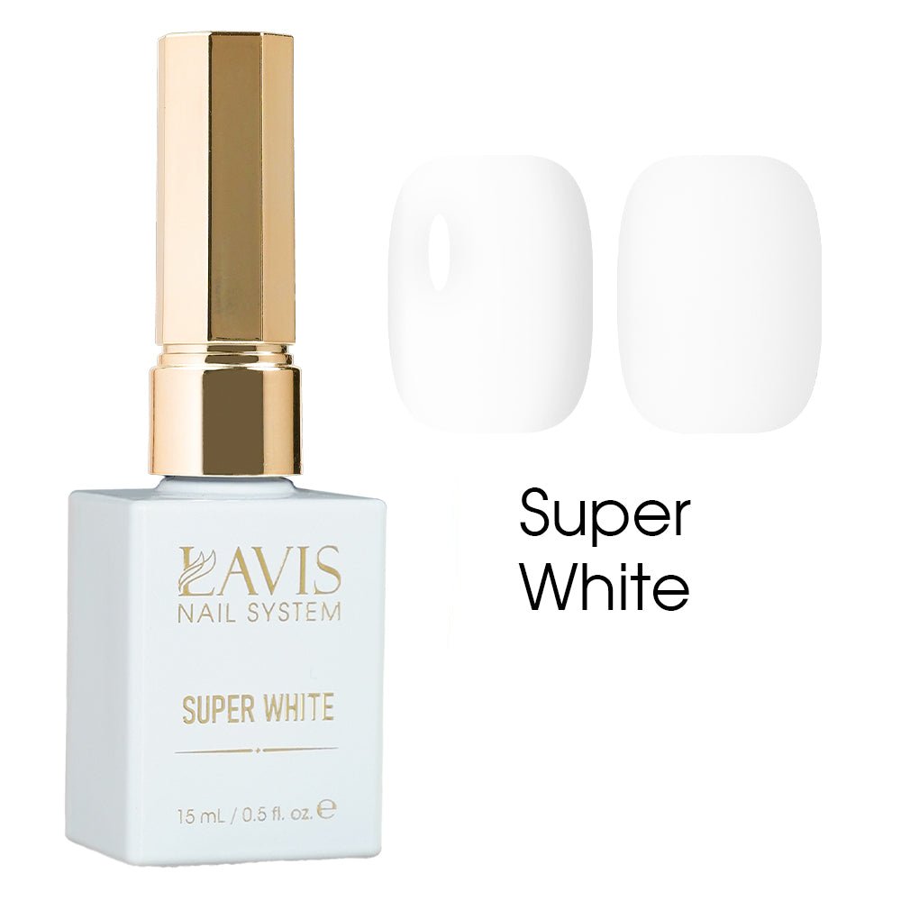 Lavis Gel Polish Super White 0.5oz — Maximum-Opacity True White