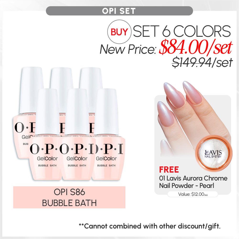 BUNDLE & SAVE: OPI Set 6 Colors, FREE 1 Chrome Powder - DTK Nail Supply
