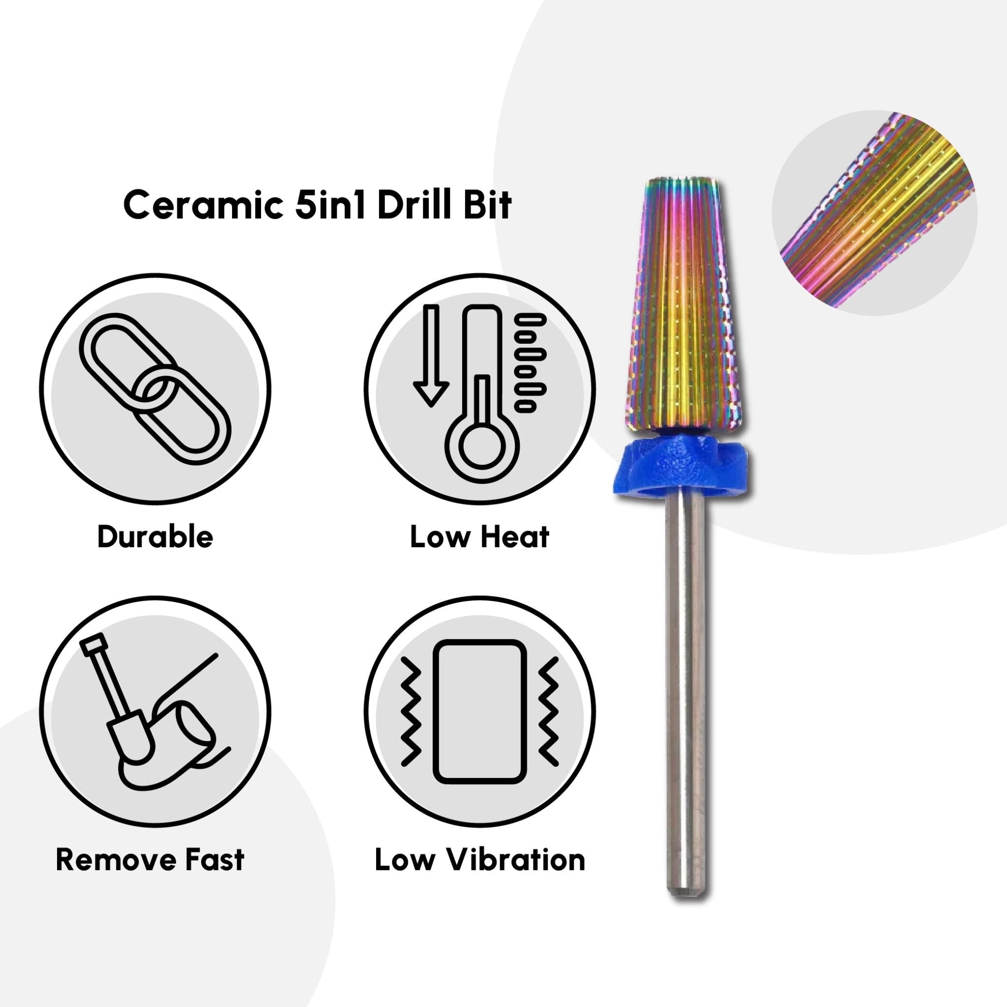 Carbide 5in1 Drill Bit Multicolor - DTK Nail Supply