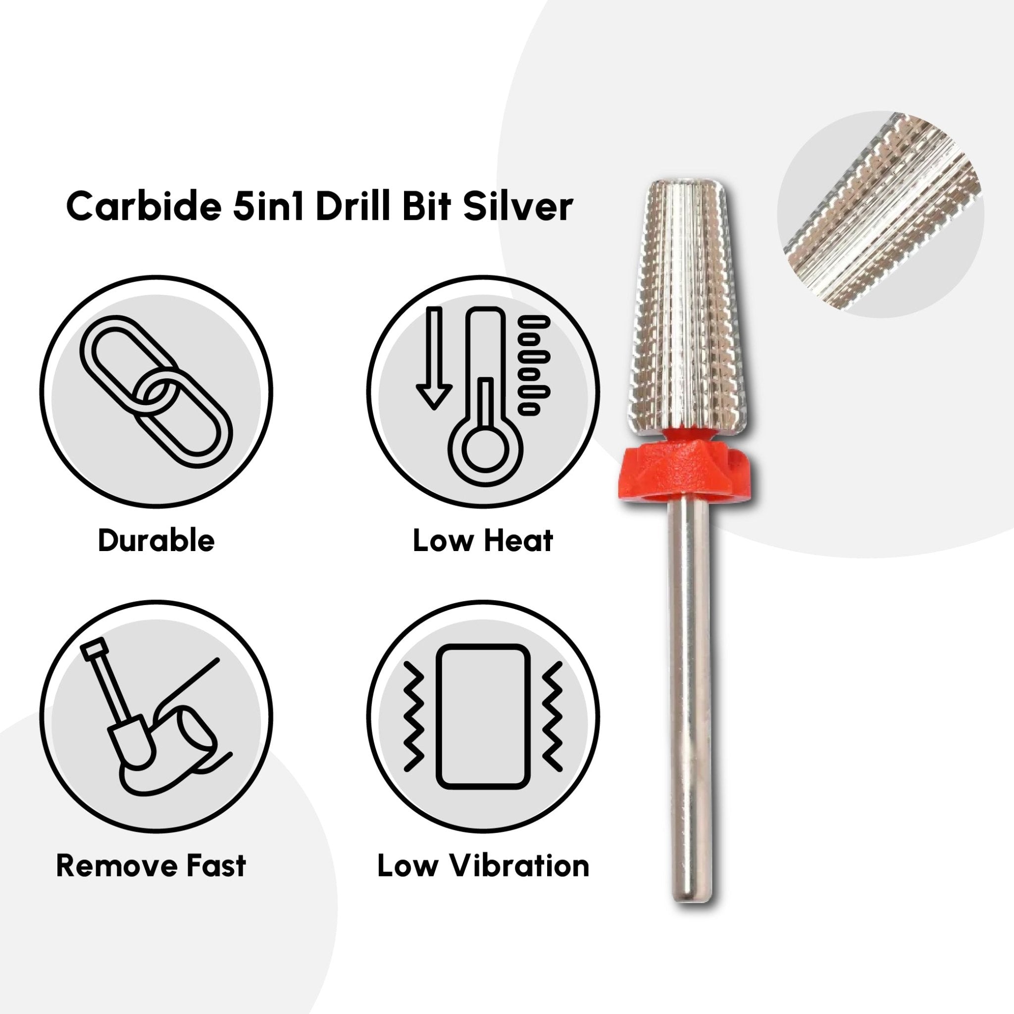 Carbide 5in1 Drill Bit Silver - DTK Nail Supply