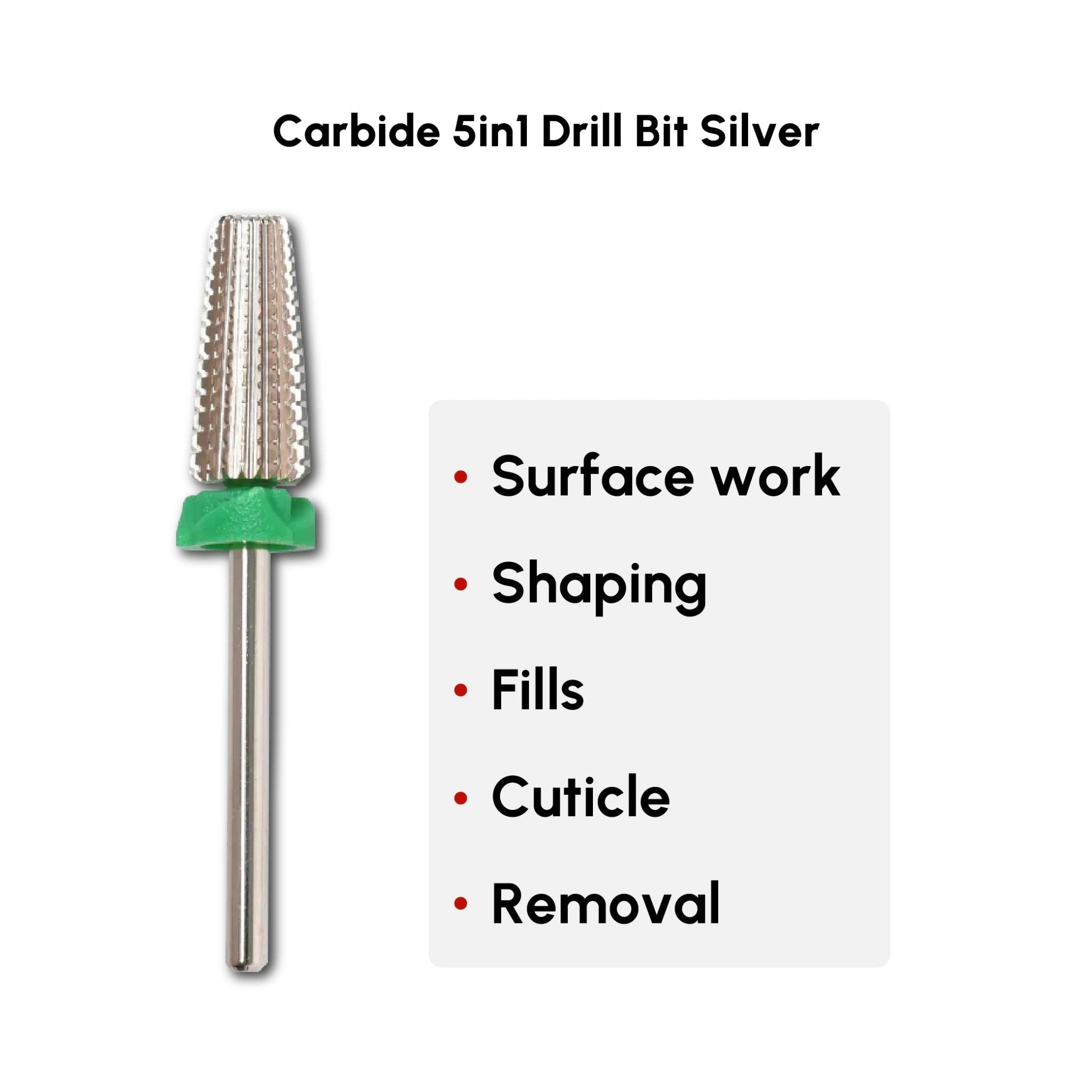 Carbide 5in1 Drill Bit Silver - DTK Nail Supply
