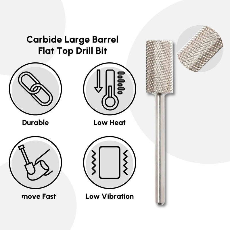 Carbide Large Barrel Flat Top Drill Bit - DTK Nail Supply