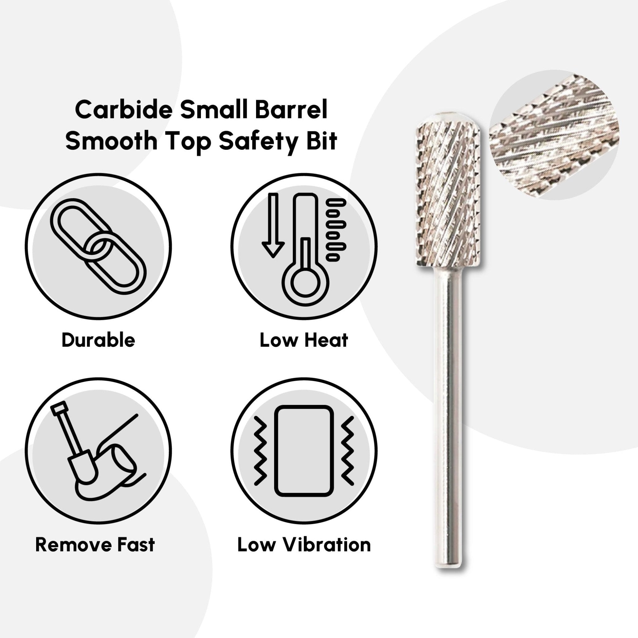 Carbide Small Barrel Smooth Top Safety Bit - DTK Nail Supply