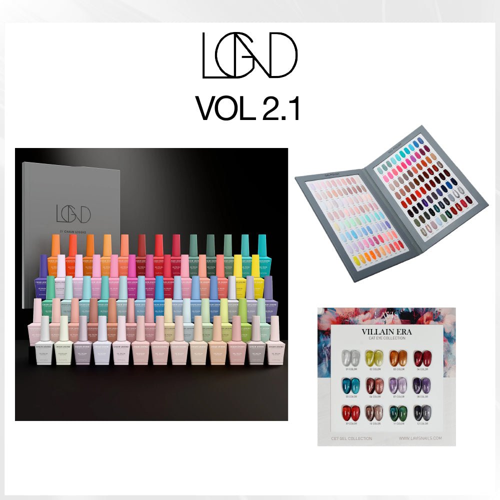 CHAUN LEGEND Gel Polish Collection Vol. 2.1 - 65 Colors + FREE 1 LAVIS CE7 Collection - DTK Nail Supply