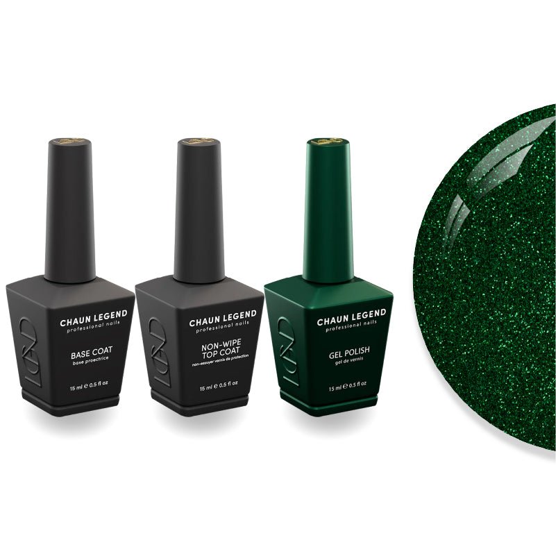 Chaun Legend Non - Wipe Top Coat - Base Coat Duo - LG5086 Dolla Dolla Green - DTK Nail Supply