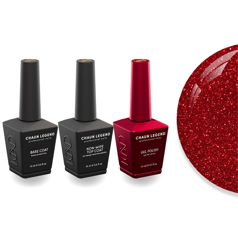 Chaun Legend Non - Wipe Top Coat - Base Coat Duo - LG5088 Sleigh My Bells - DTK Nail Supply