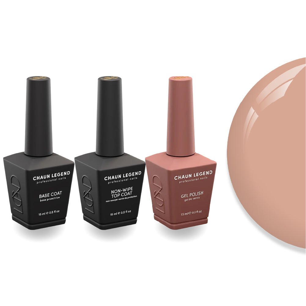 Chaun Legend Non - Wipe Top Coat - Base Coat Duo - LG5110 Toasted Buns - DTK Nail Supply