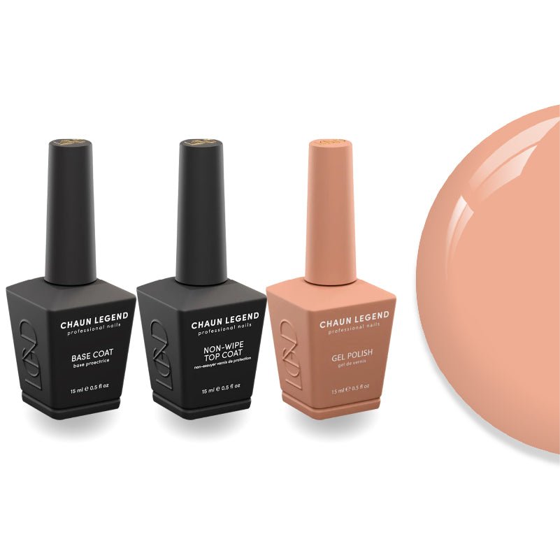 Chaun Legend Non - Wipe Top Coat - Base Coat Duo - LG5128 Peek A Beige - DTK Nail Supply