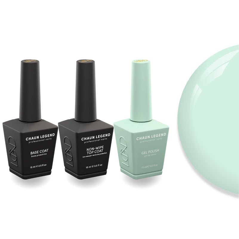 Chaun Legend Non - Wipe Top Coat - Base Coat Duo - LG5136 Frosty Mint - DTK Nail Supply