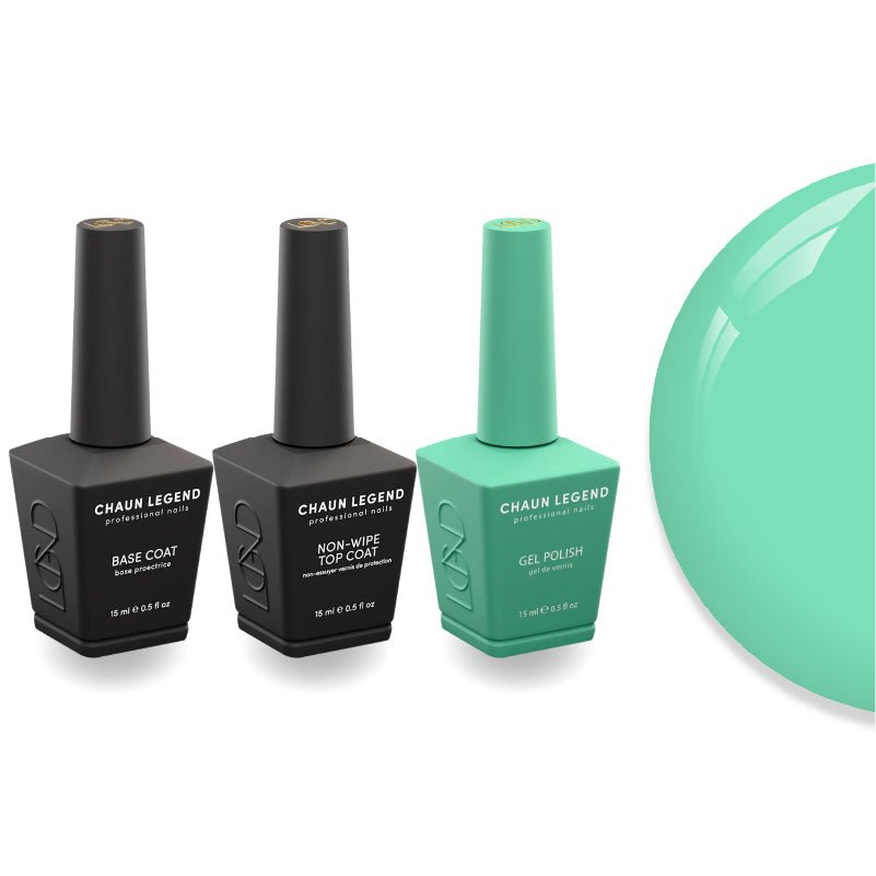 Chaun Legend Non - Wipe Top Coat - Base Coat Duo - LG5137 Teal Me Softly - DTK Nail Supply