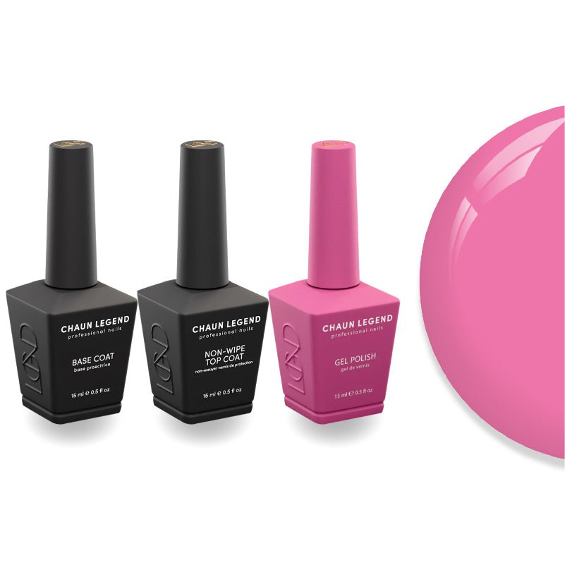 Chaun Legend Non - Wipe Top Coat - Base Coat Duo - LG5156 Fuschia With Benefits - DTK Nail Supply