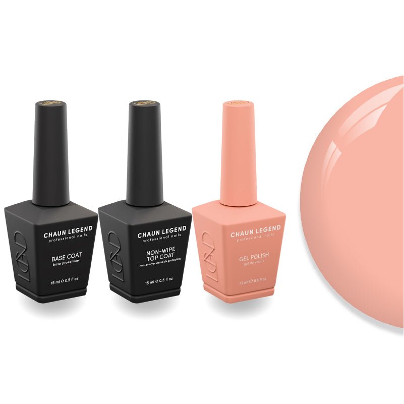 Chaun Legend Non - Wipe Top Coat - Base Coat Duo - LG5159 Georgia Peach - DTK Nail Supply
