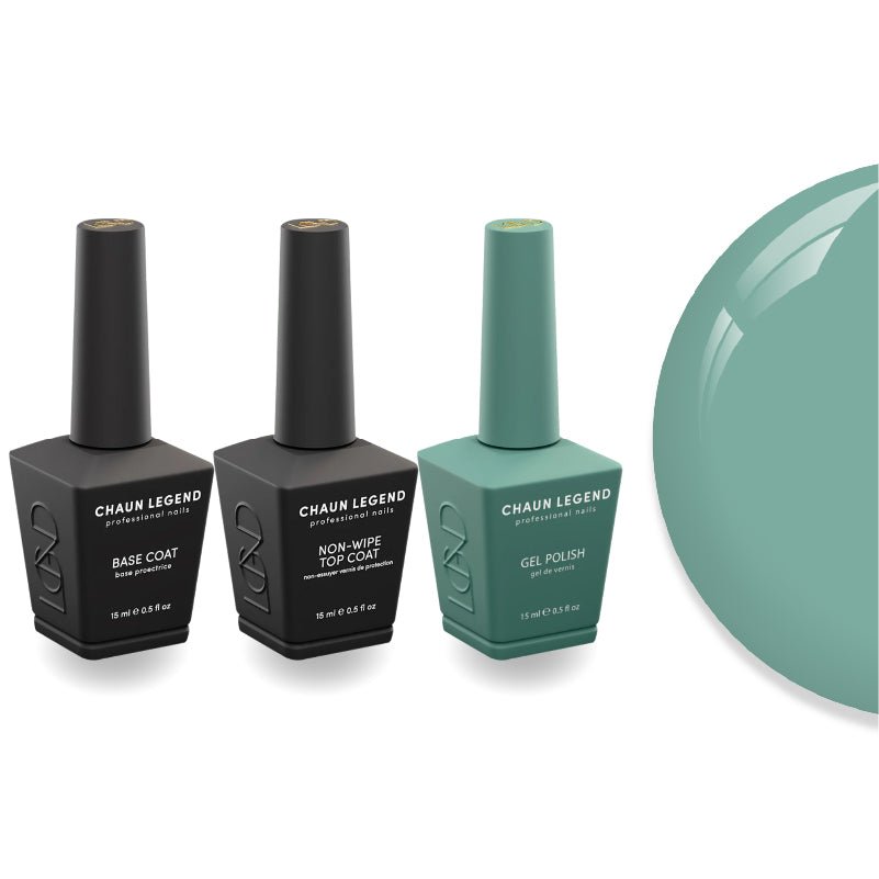 Chaun Legend Non - Wipe Top Coat - Base Coat Duo - LG5171 What's The Teal - DTK Nail Supply