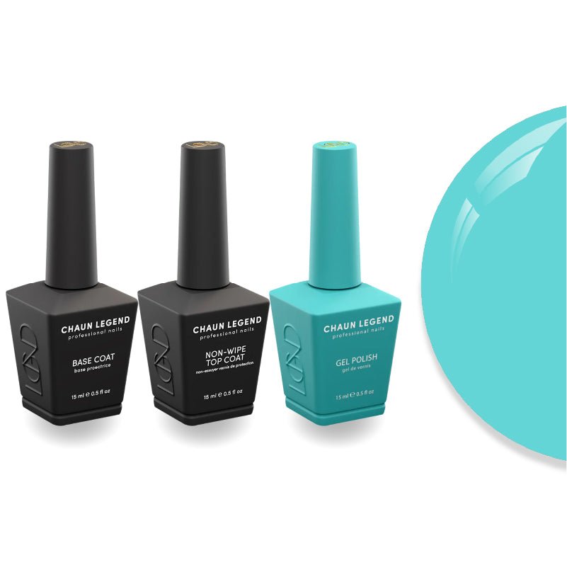 Chaun Legend Non - Wipe Top Coat - Base Coat Duo - LG5174 Turquoise Gem - DTK Nail Supply