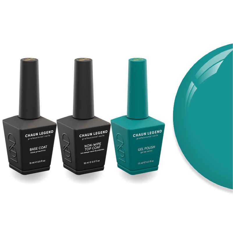 Chaun Legend Non - Wipe Top Coat - Base Coat Duo - LG5176 Teal Me You Love Me - DTK Nail Supply