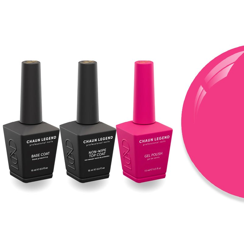 Chaun Legend Non - Wipe Top Coat - Base Coat Duo - LG5185 Hot Mess Magenta - DTK Nail Supply