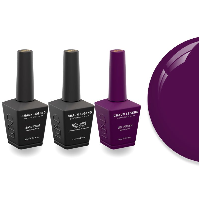 Chaun Legend Non - Wipe Top Coat - Base Coat Duo - LG5187 Poison Plum - DTK Nail Supply