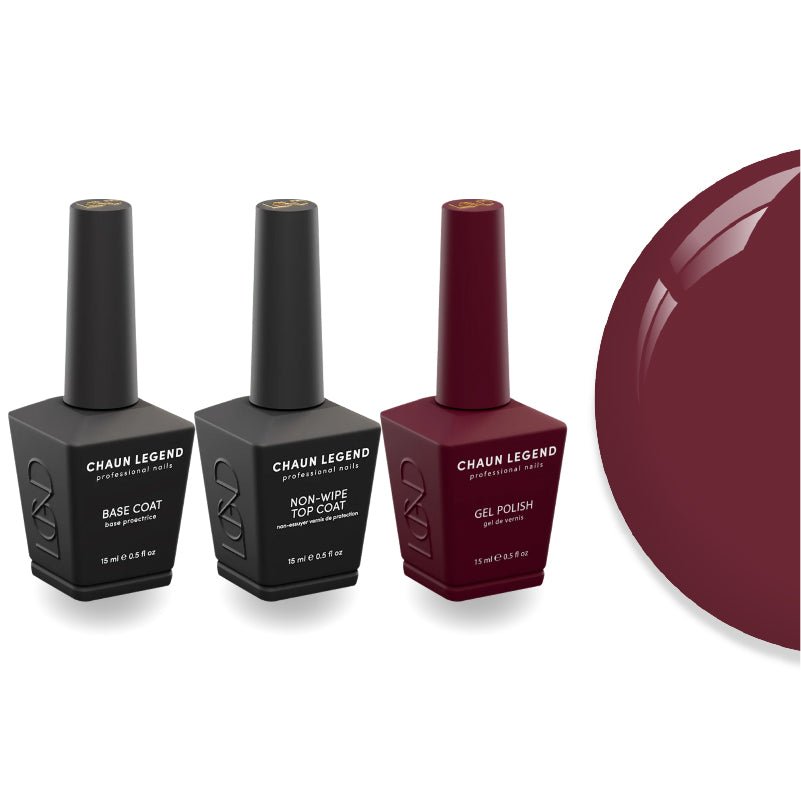 Chaun Legend Non - Wipe Top Coat - Base Coat Duo - LG5189 Berry Me Deep - DTK Nail Supply