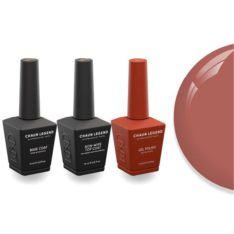 Chaun Legend Non - Wipe Top Coat - Base Coat Duo - LG5199 Caramel Drizzle - DTK Nail Supply